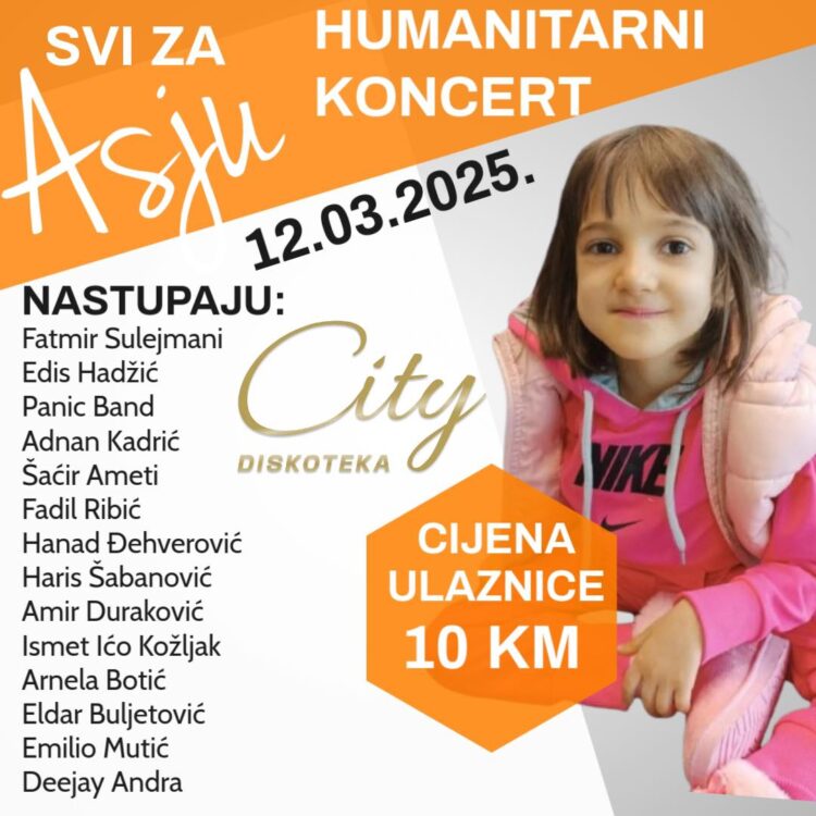12. marta humanitarni koncert za Asju Mahmutović u diskoteci “City” u Varešu