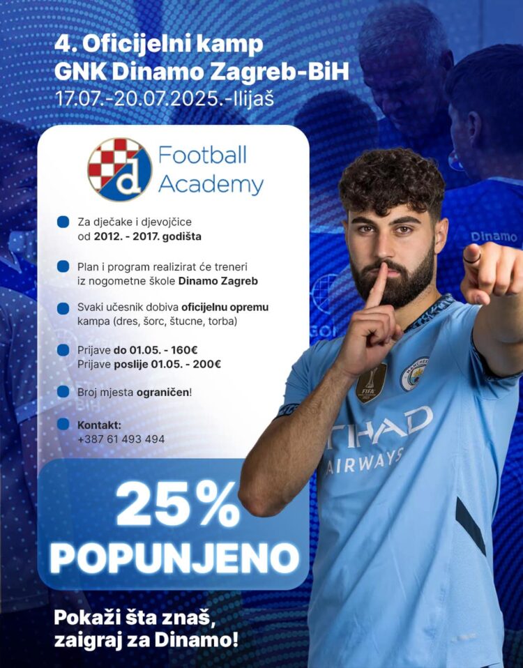 Veliko interesovanje za Dinamov kamp u Ilijašu – već popunjeno 25% mjesta!