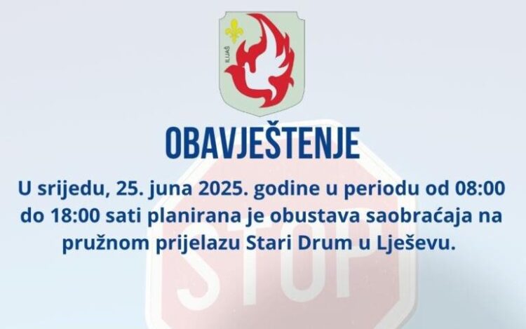 Sutra obustava saobraćaja na pružnom prijelazu Stari Drum u Lješevu