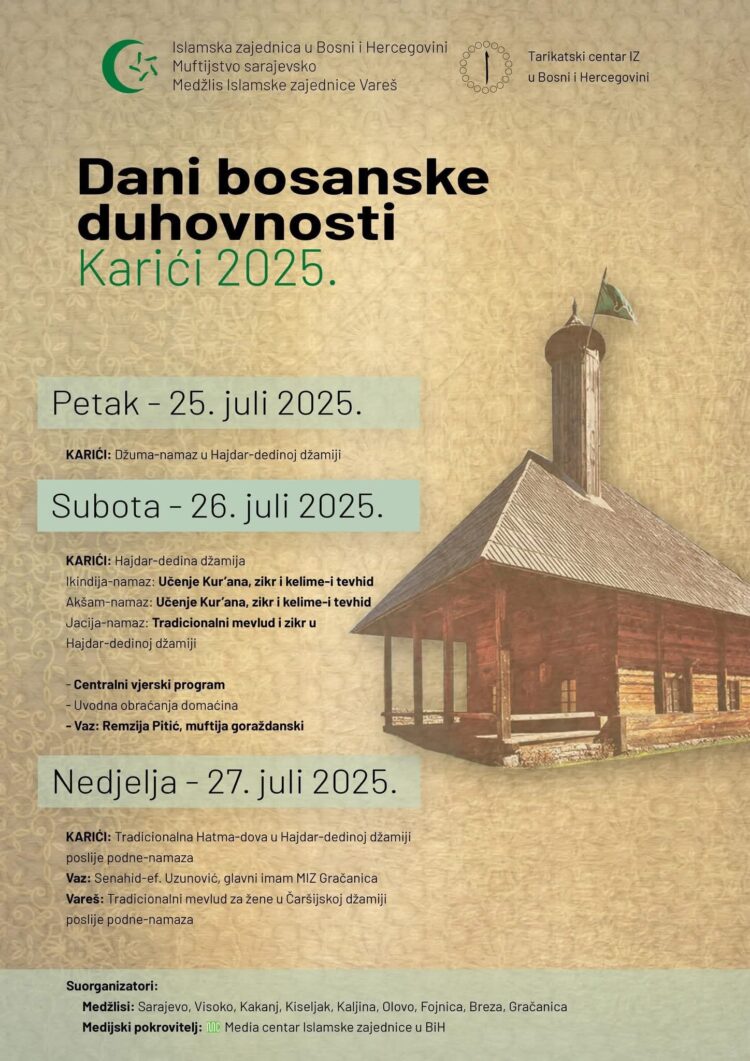 Najava Manifestacije “Dani bosanske duhovnosti – Karići 2025”