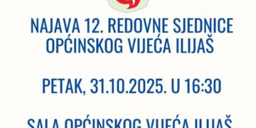 Najava 12. redovne sjednice Općinskog vijeća Ilijaš
