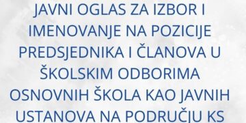 Ministarstvo KS raspisalo oglas za imenovanje školskih odbora