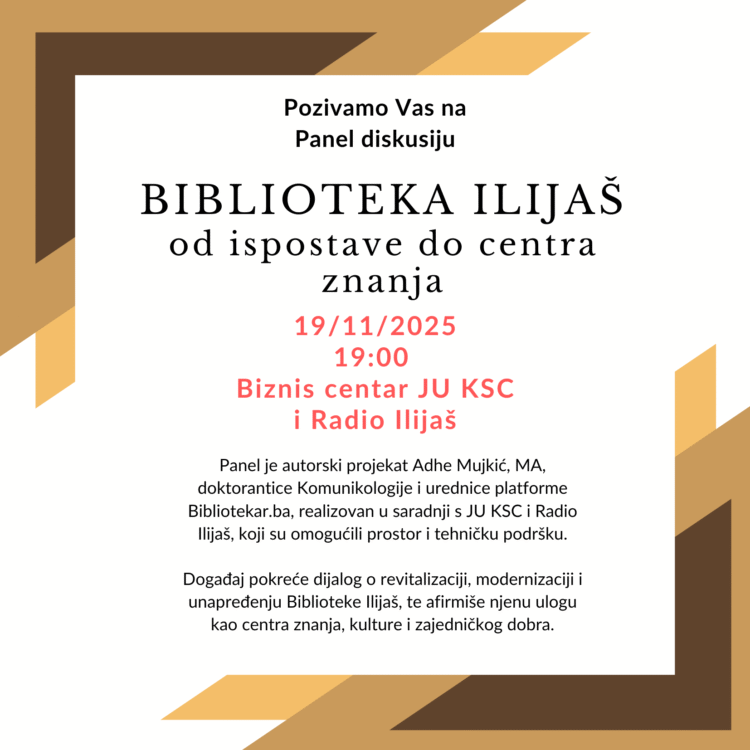 Panel „Biblioteka Ilijaš: od ispostave do centra znanja“ 19. novembra u Biznis centru