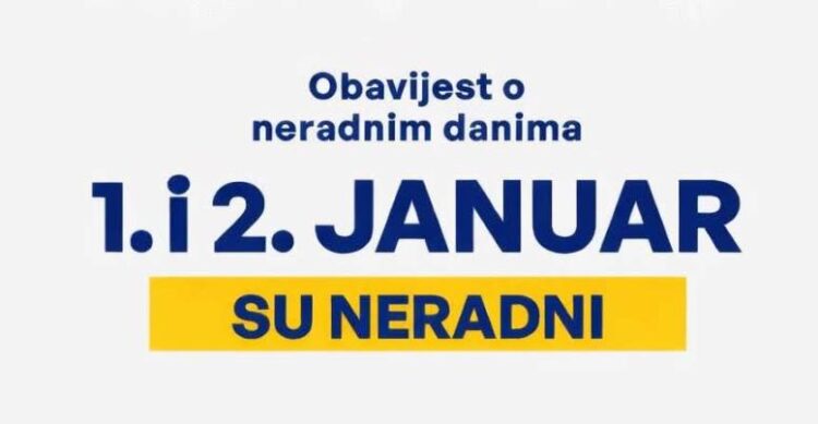 Prvi i drugi januar 2026. neradni dani u Federaciji BiH