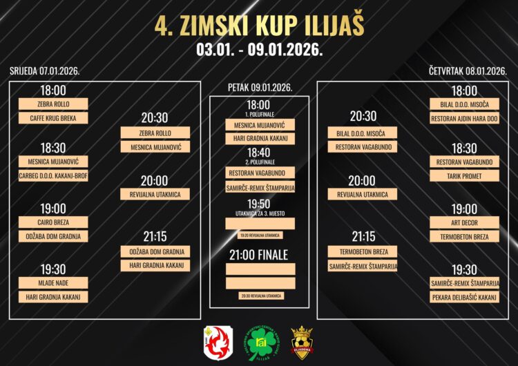 Završnica Zimskog kupa Ilijaš večeras u Sportskoj dvorani Rašid Buća