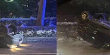 Teška saobraćajna nesreća u Sarajevu: Automobil završio na krovu, jedna osoba povrijeđena