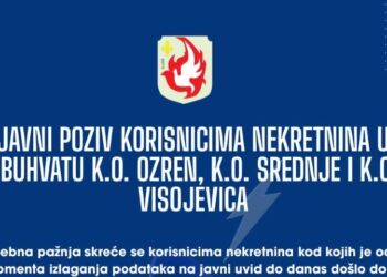 Javni poziv korisnicima nekretnina u obuhvatu K.O. Ozren, K.O. Srednje i K.O. Visojevica