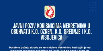 Javni poziv korisnicima nekretnina u obuhvatu K.O. Ozren, K.O. Srednje i K.O. Visojevica