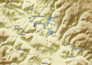 Zemljotres jačine 2.2 stepena zabilježen jutros u blizini Ilijaša, epicentar kod Visokog