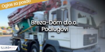 Betonara Breza-Dom d.o.o. Podlugovi raspisuje oglas za prijem dva vozača beton-pumpe