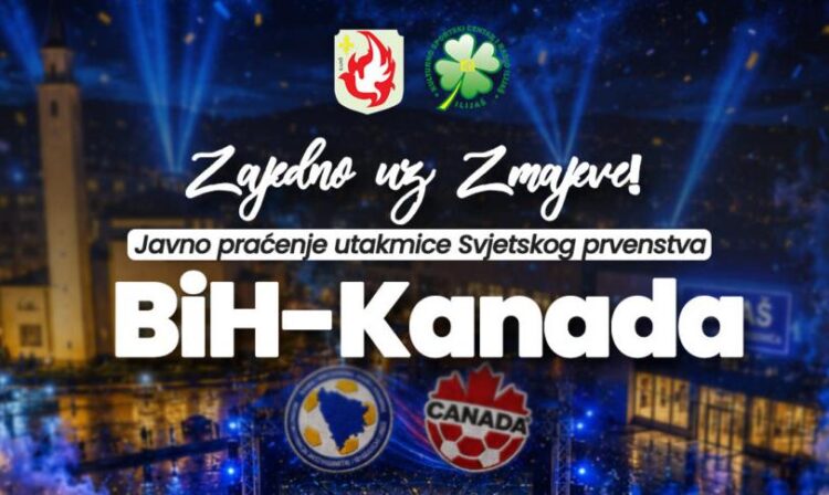 Zajedno uz Zmajeve: Javno praćenje utakmice BiH-Kanada na Trgu Alije Izetbegovića u Ilijašu