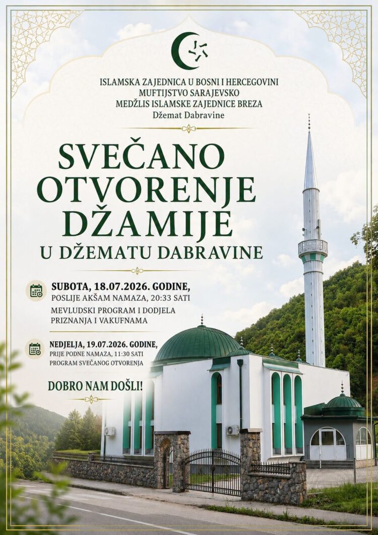 Svečano otvorenje džamije u Dabravinama zakazano za 19. juli