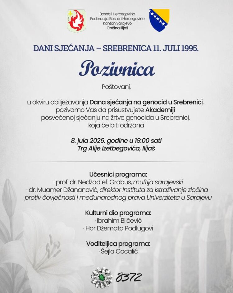 Večeras u Ilijašu Akademija povodom obilježavanja godišnjice genocida u Srebrenici