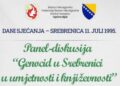 U Ilijašu će večeras biti održana panel-diskusija „Genocid u Srebrenici u umjetnosti i književnosti“