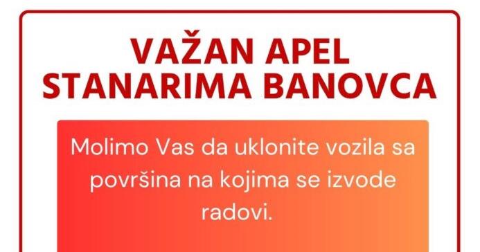 Počeli radovi na Banovcu u Ilijašu: Apel stanarima da uklone vozila